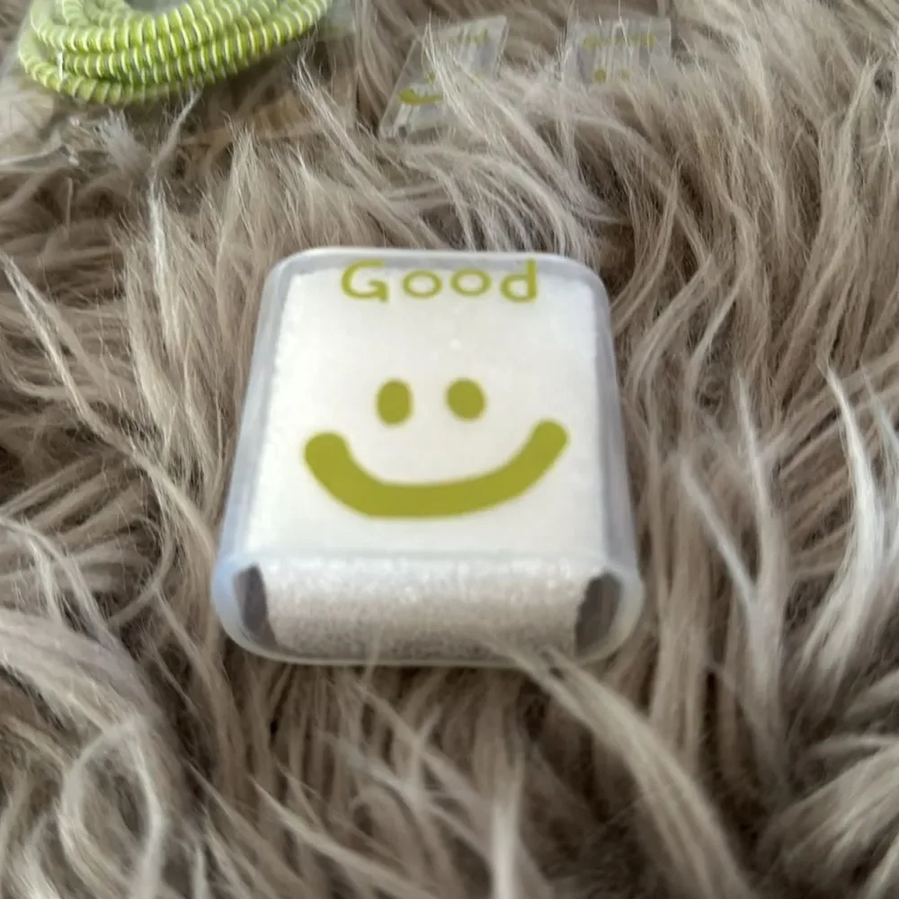 Cell Phone Accessory Kit Clear/Green 'Good' Smiley Face Cute Fun Gift